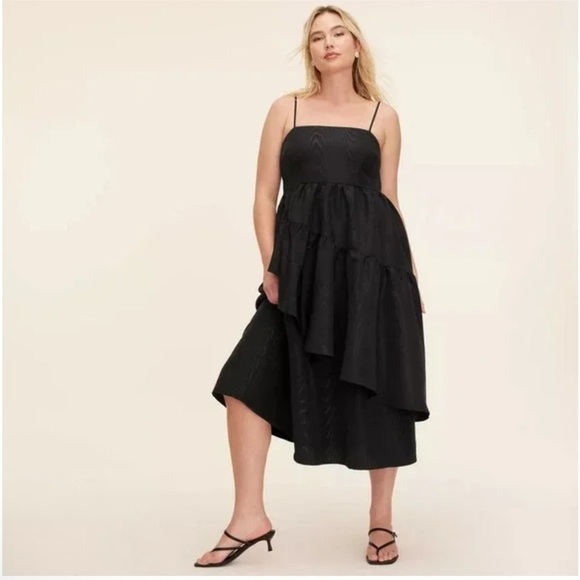 New Kate Spade x Target Tiered Ruffle Midi Tank Top Dress Size S/M Black - Picture 3 of 16